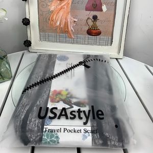 New Genovega Gray and Black Travel Pocket Scarf.